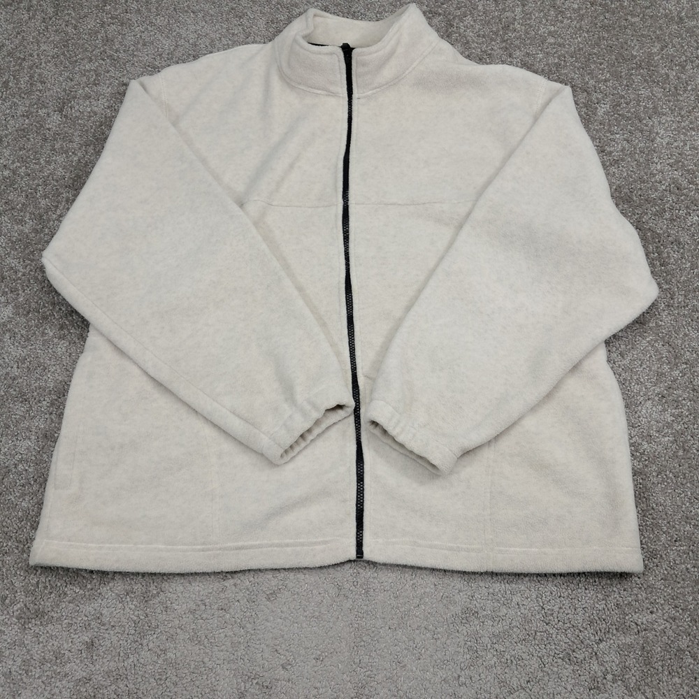 Consensus Sportswear Mens XL Full Zip Fleece Jacket Cream Mock Neck RN‎ 70246
